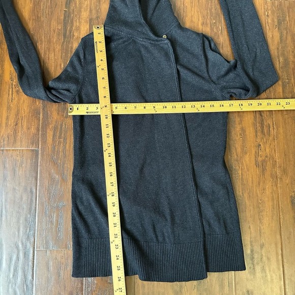 LULULEMON Peace Of Mind Wrap Cardigan Sweater Knit Hooded Heathered Black - Picture 11 of 11
